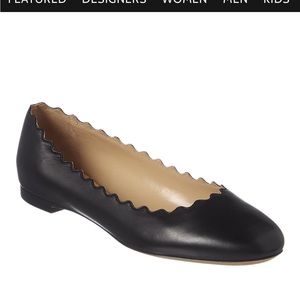 Lauren Scalloped Leather Ballerina Flat size 6 1/2